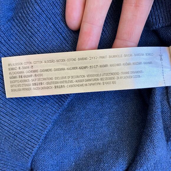Massimo Dutti Mens Sz M Blue Cotton Cashmere Blend Fine-knit Henley Sweater - Picture 15 of 16
